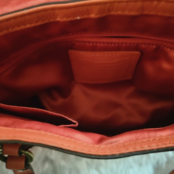 COACH Campbell Eva Orange Leather Large Flap Shoulder Bag Purse Dust Bag - Picture 2 of 15